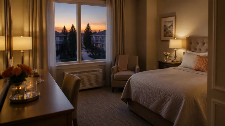 Bedroom inspiration with a headboard, bedside table, desk and upholstered chair